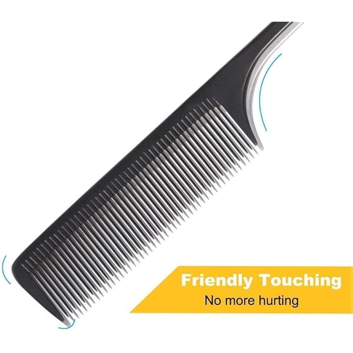 Professional Teasing Comb, Fine and Wide Tooth Hair Barber, Black Carbon Fiber Cutting, Styling, Hairdressing Comb For All Hair Types - Image 4